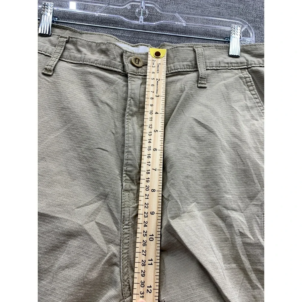 Signature By Levi Strauss & Co Cargo Shorts Mens 36 Beige Logo High Rise Ripstop